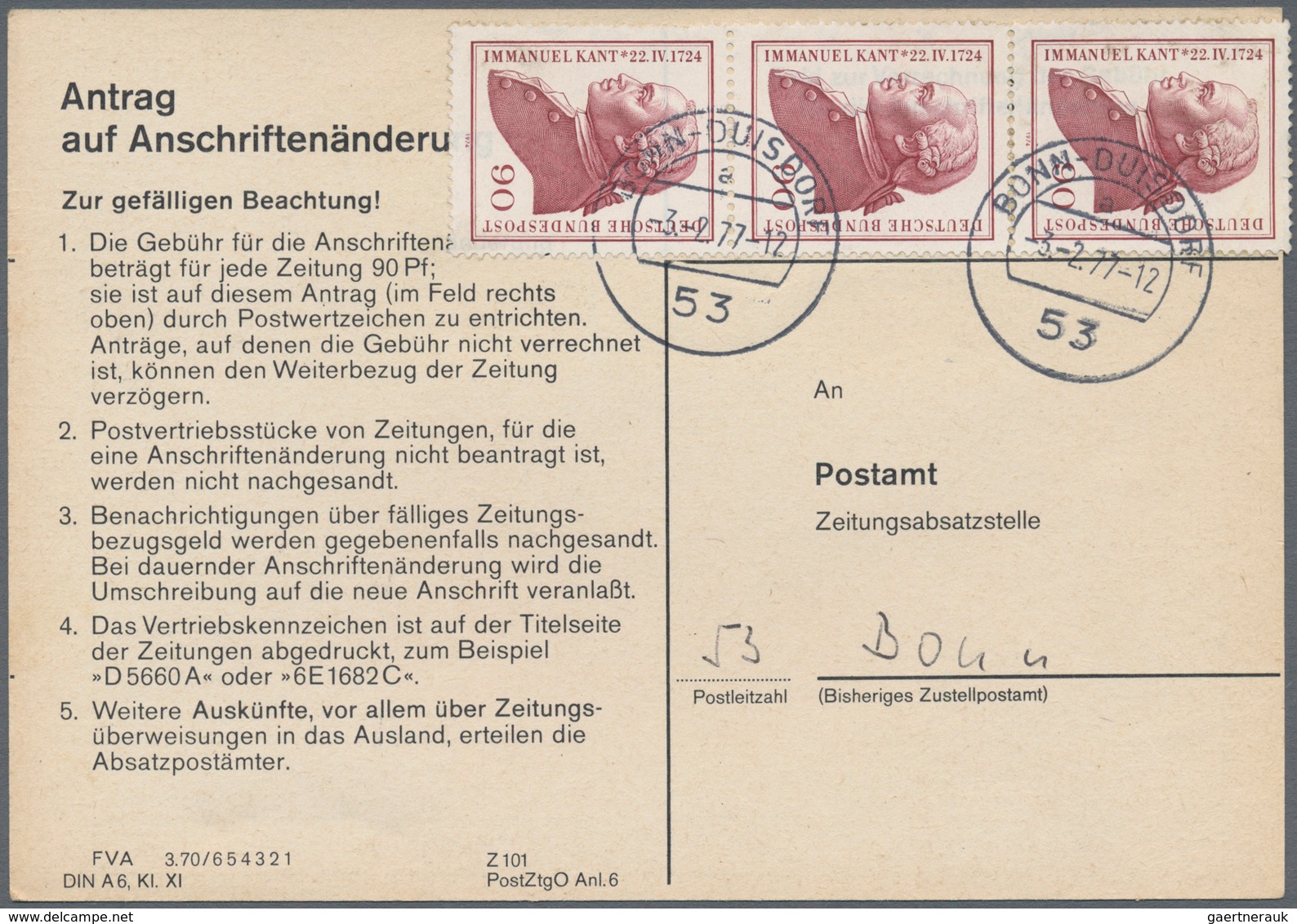 Bundesrepublik Deutschland: 1976/1977, Interessante Partie Mit 20 Gebrauchten Formularen "Antrag Auf - Colecciones