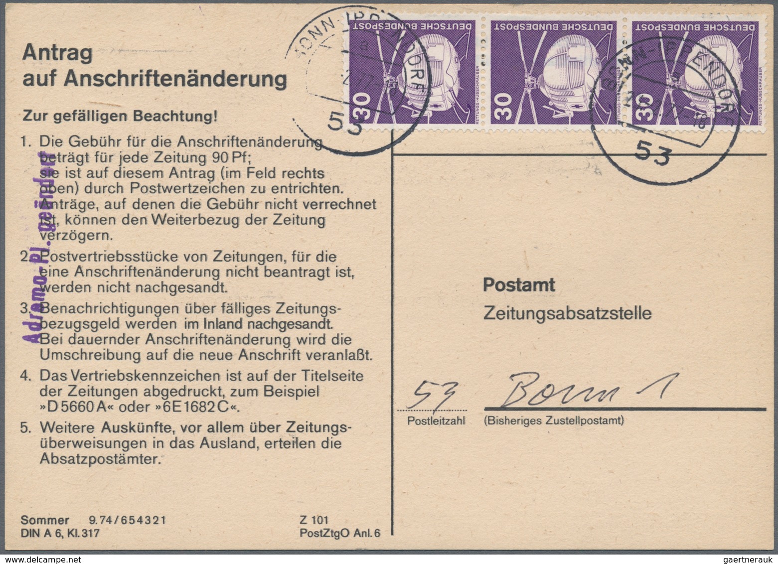 Bundesrepublik Deutschland: 1976/1977, Interessante Partie Mit 20 Gebrauchten Formularen "Antrag Auf - Colecciones