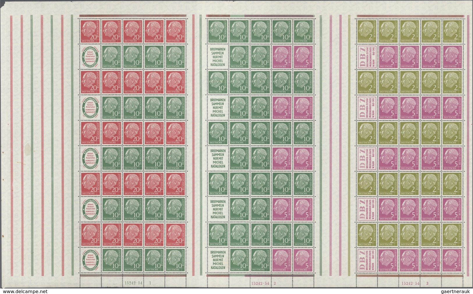 Bundesrepublik - Markenheftchenbogen: 1955/72, Sammlung Von Postfrischen MHB Ab Heuss, Gesamt 12 Bög - Otros & Sin Clasificación