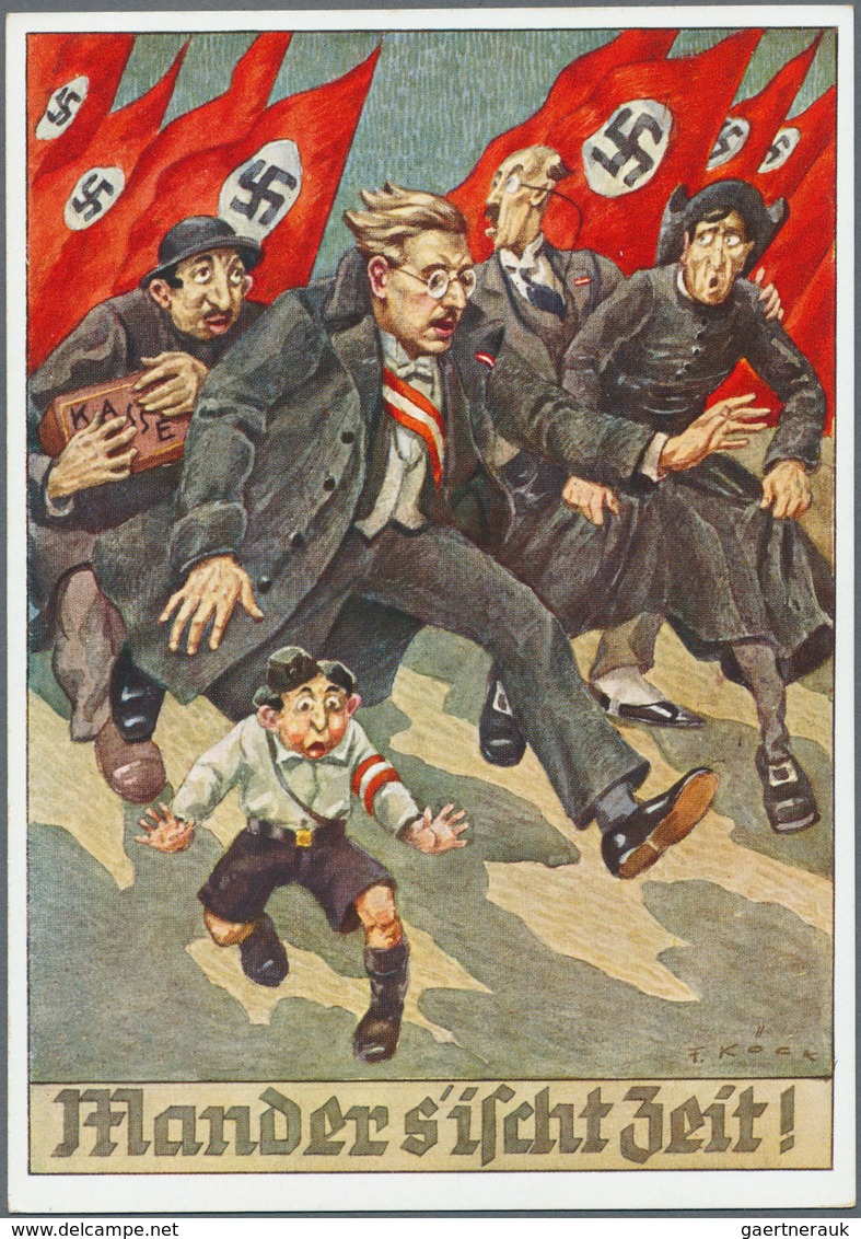 Ansichtskarten: Propaganda: III.REICH, 1938/1942, Gehaltvolle Partie Mit 32 Postkarten, Dabei Viele - Political Parties & Elections