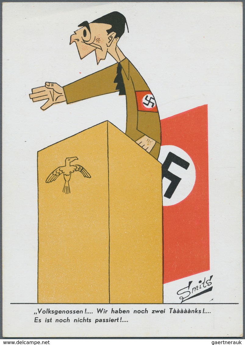 Ansichtskarten: Propaganda: ANTI-NS, 10 Kolorierte Karikaturen Aus Holland, Sign. Smits, Mit Div. Be - Partis Politiques & élections