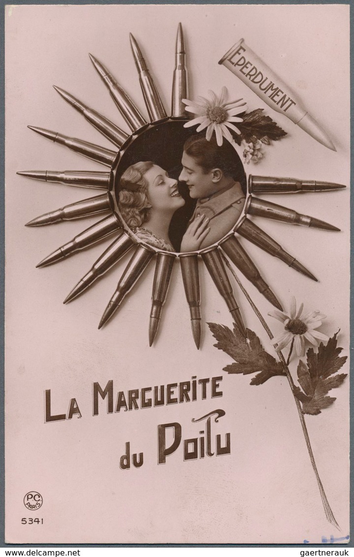 Ansichtskarten: Motive / Thematics: 1. WELTKRIEG, Sammlung von französischen Glückwunschkarten mit m