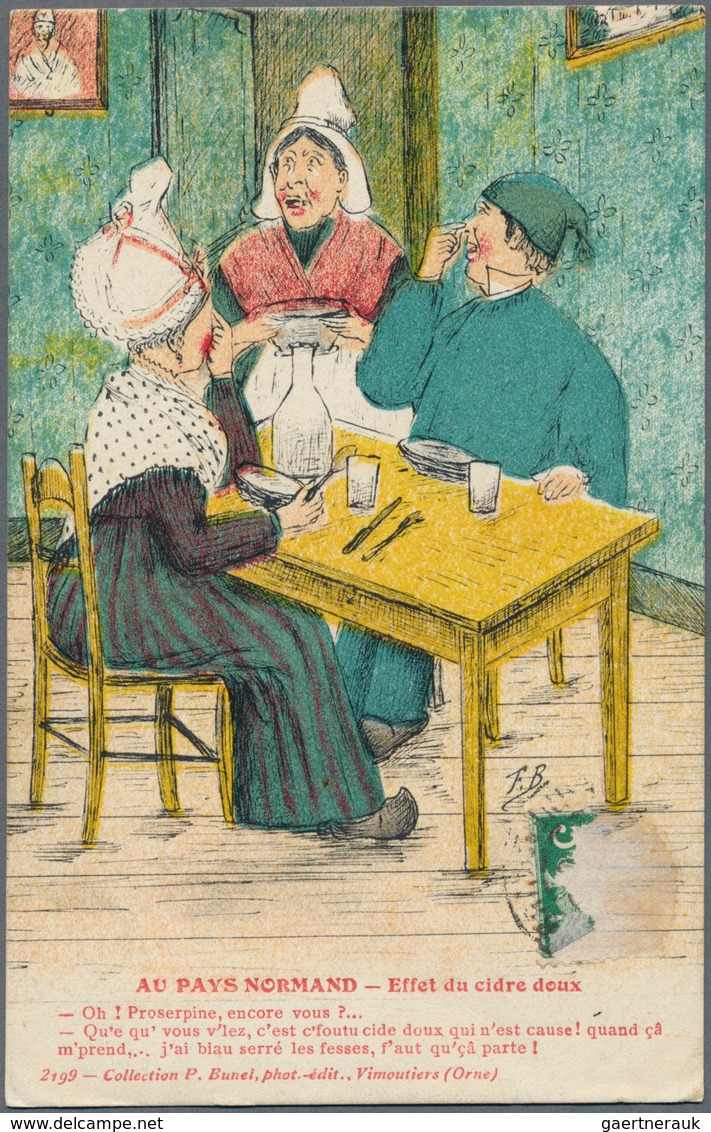 Ansichtskarten: Motive / Thematics: FRANKREICH / HUMOR, Ca. 1900/30, Kl. Schachtel Mit über 200 Fran - Other & Unclassified