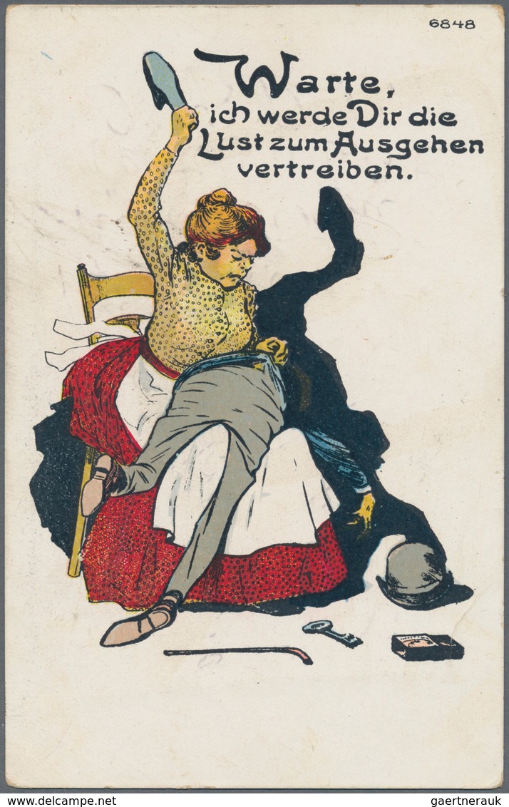 Ansichtskarten: Motive / Thematics: FRAUEN, Gut 180 Historische Ansichtskarten, Alles Karikaturen, ü - Autres & Non Classés