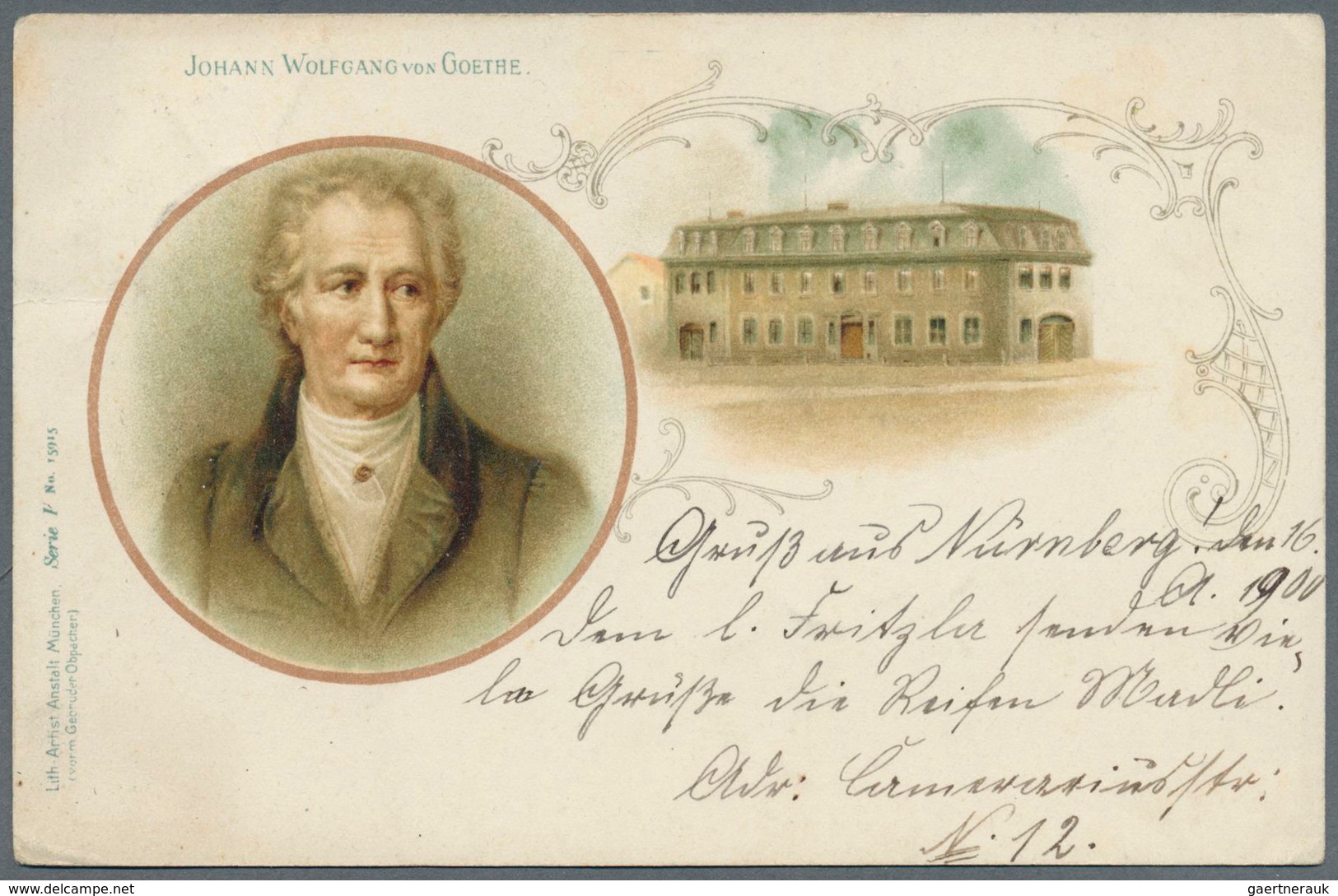 Ansichtskarten: Motive / Thematics: LITERATUR / GOETHE, Johann Wolfgang ( 1749-1832), deutscher Dich