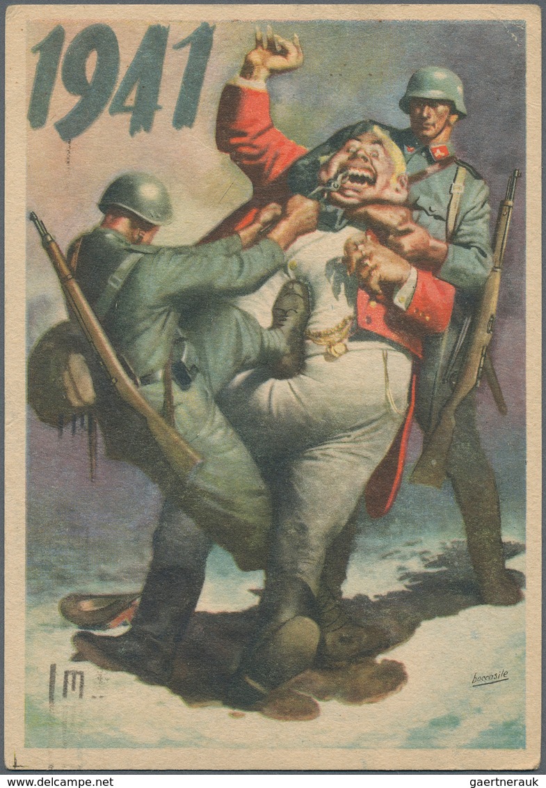 Ansichtskarten: Alle Welt: ITALIEN: 1930/45, interessante Sammlung "Propaganda- und Werbekarten" mit