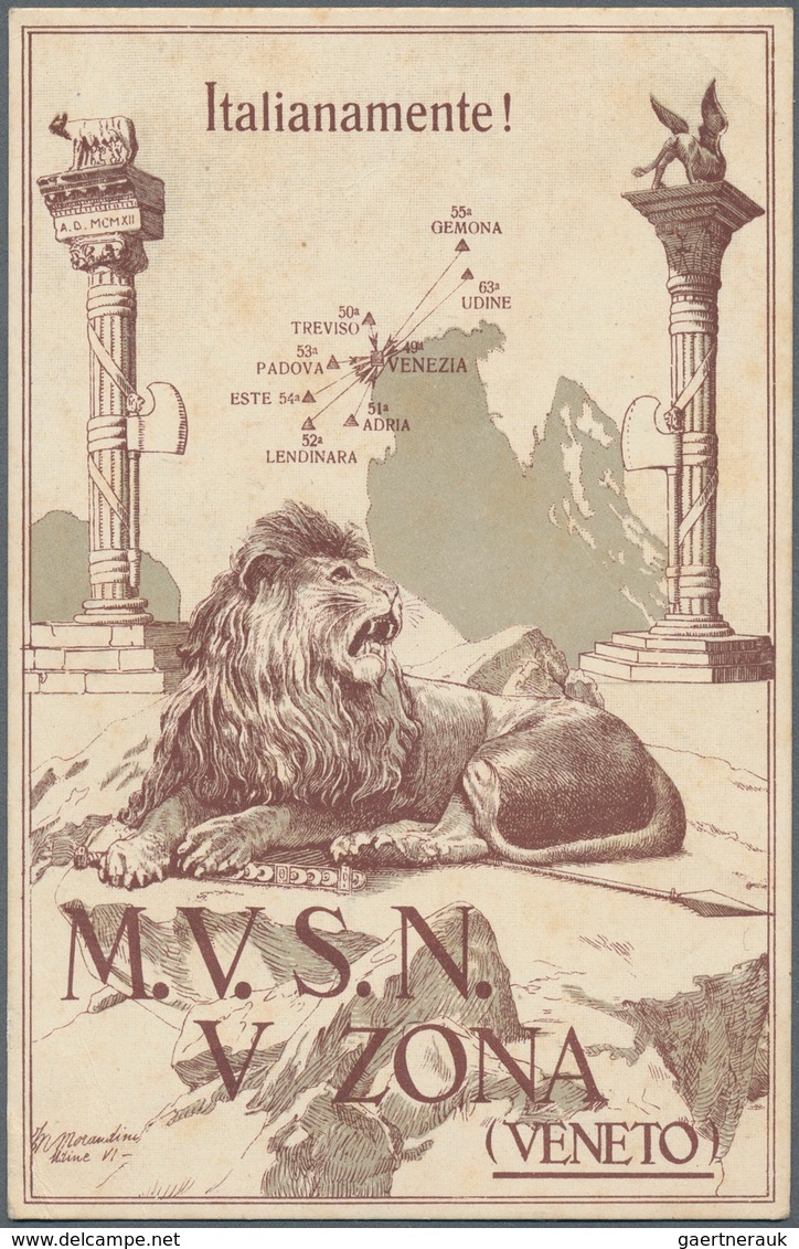 Ansichtskarten: Alle Welt: ITALIEN: 1930/45, interessante Sammlung "Propaganda- und Werbekarten" mit