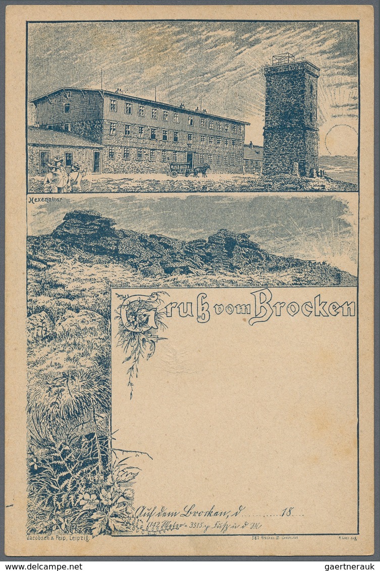 Ansichtskarten: Sachsen-Anhalt: BROCKEN, 8 Interessante Vorläuferkarten Ab 1880, Gebraucht Und Ungeb - Other & Unclassified