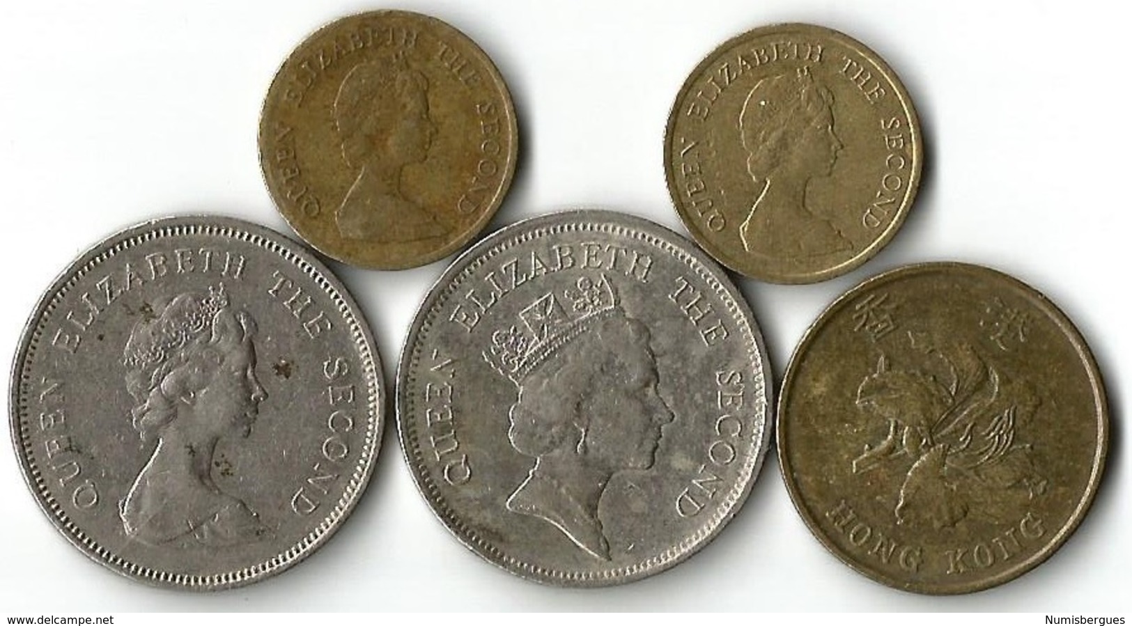 Lot 5 Pièces De Monnaie  10 - 50 Cents Et 1 Dollar - Hong Kong