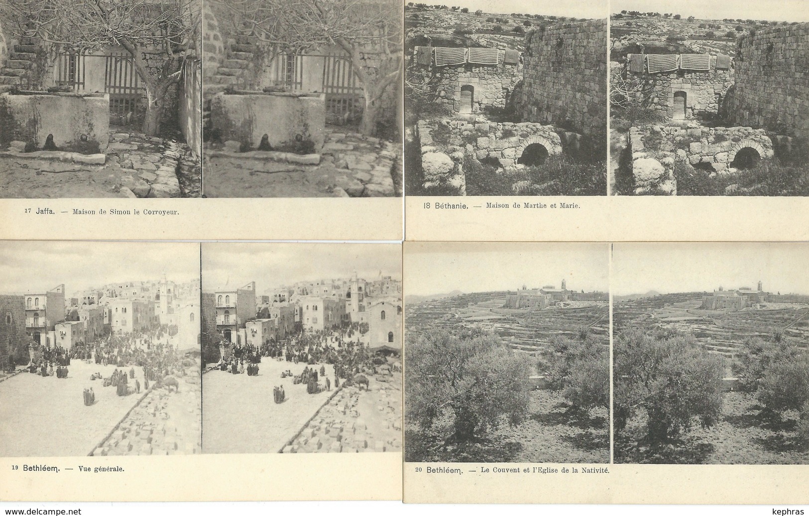 ISRAEL : Terre Sainte - Lot De 24 Cartes Stereo Stéréoscopique - Jérusalem - Jaffa - Béthanie - Bethléem - Nazareth - Israel