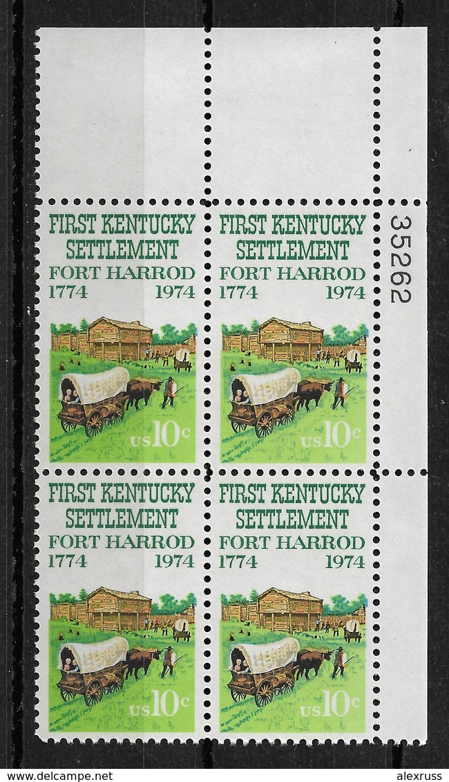 US 1974 Kentucky Settlement Block Scott # 1542,VF-XF MNH** - Plaatnummers