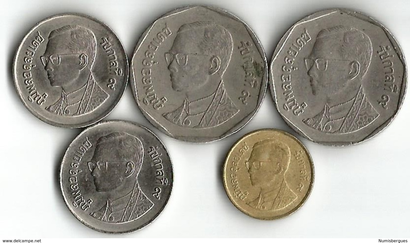 Lot De 5 Pièces De Monnaie  25 Satang  - 1 Et 5 Baht - Thaïlande