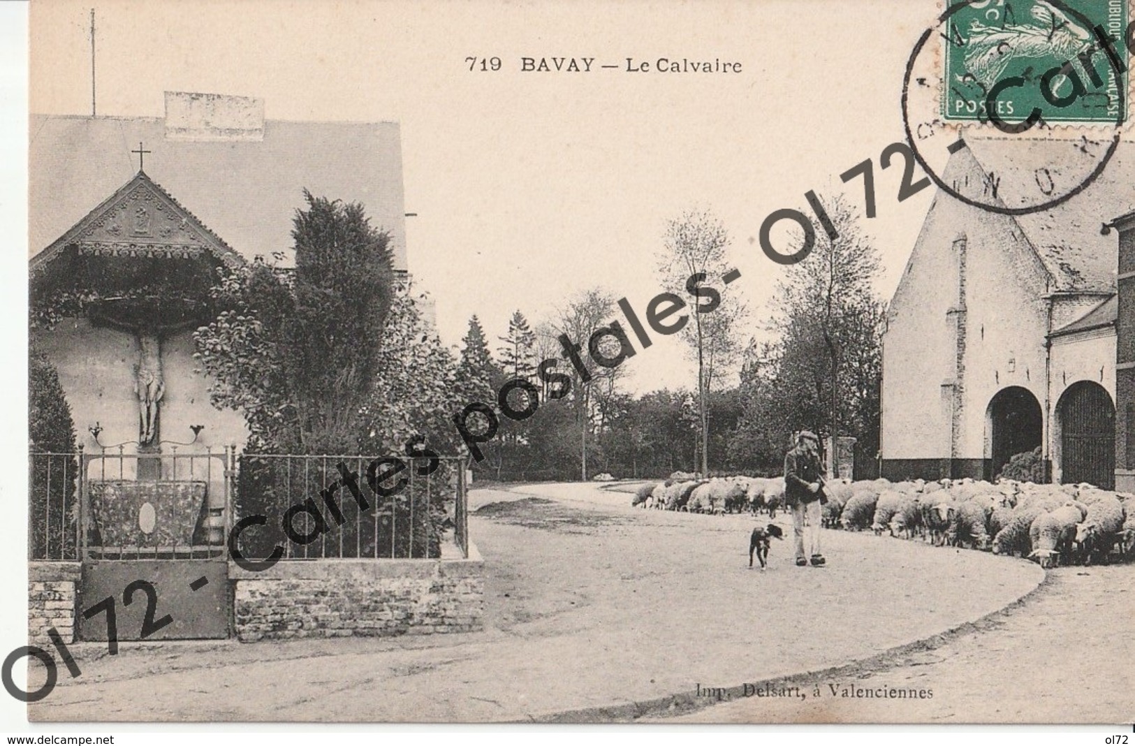CPA [59] Nord > Bavay - Le Calvaire - Animée - Berger Chien Et Moutons - Bavay