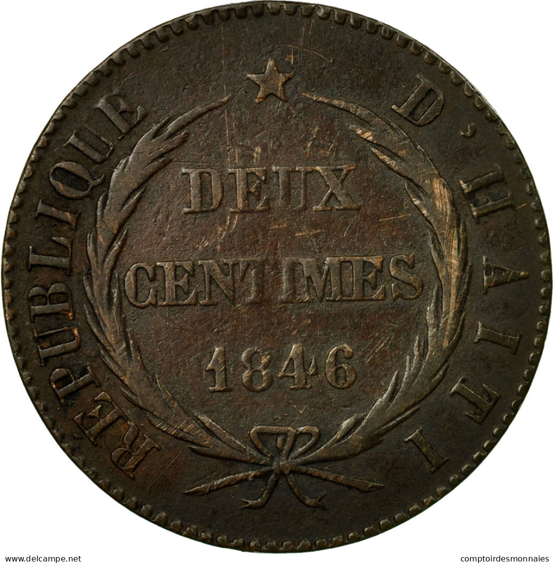 Monnaie, Haïti, 2 Centimes, 1846, TB+, Cuivre, KM:26 - Haití