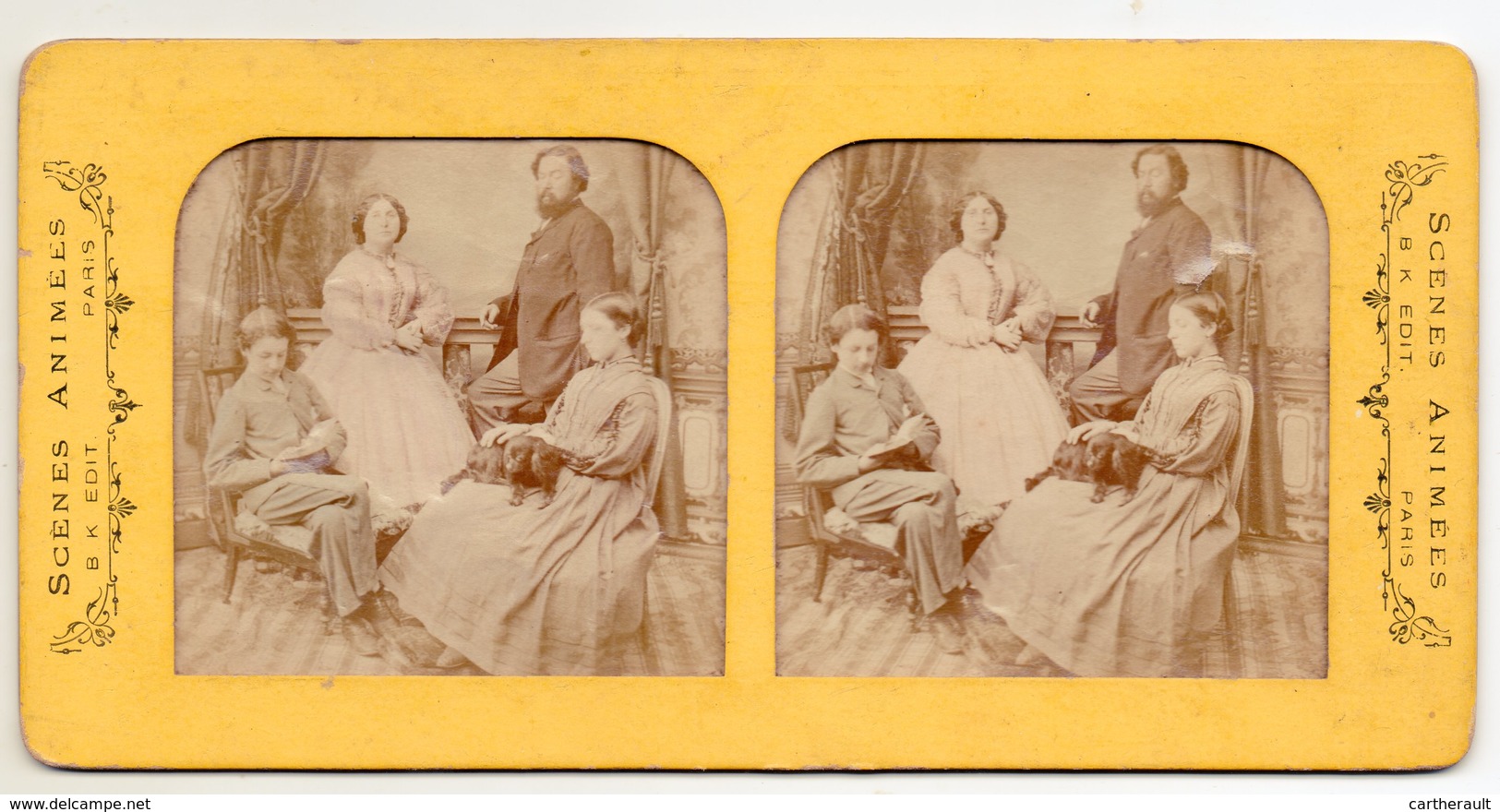 Lot De 4 Photos Stéréo - Effet Coloré Par Transparence - Scènes De Famille , Enfants , Attelage , Repas Champêtre... - Stereoscopic