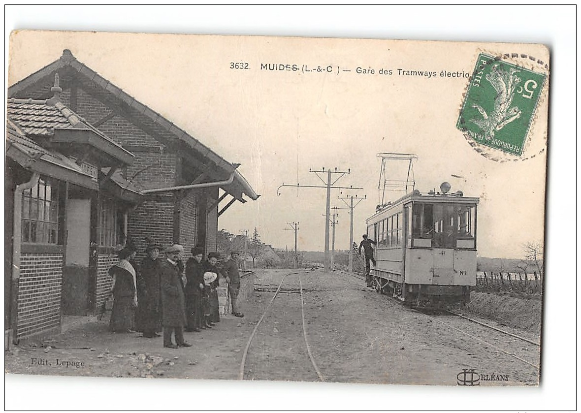 CPA 41 Muides La Gare Et Le Tramway Ligne De Blois Clery - Other & Unclassified