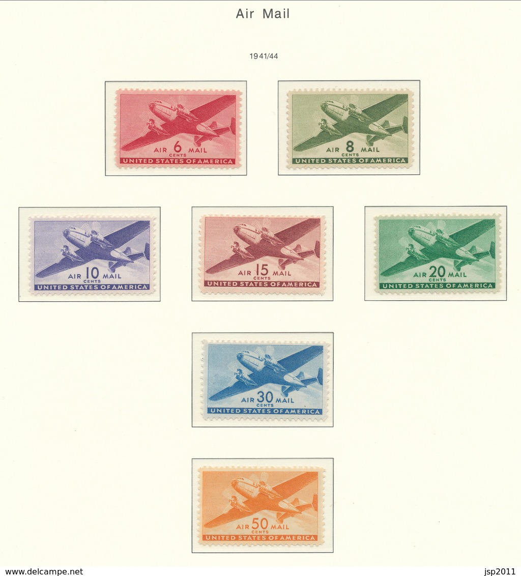 USA 1941-1944. Air Mail Scott #C25-C31. Airplains. Mixed. MNH(**)/MH(*). See Full Description - 2b. 1941-1960 Neufs