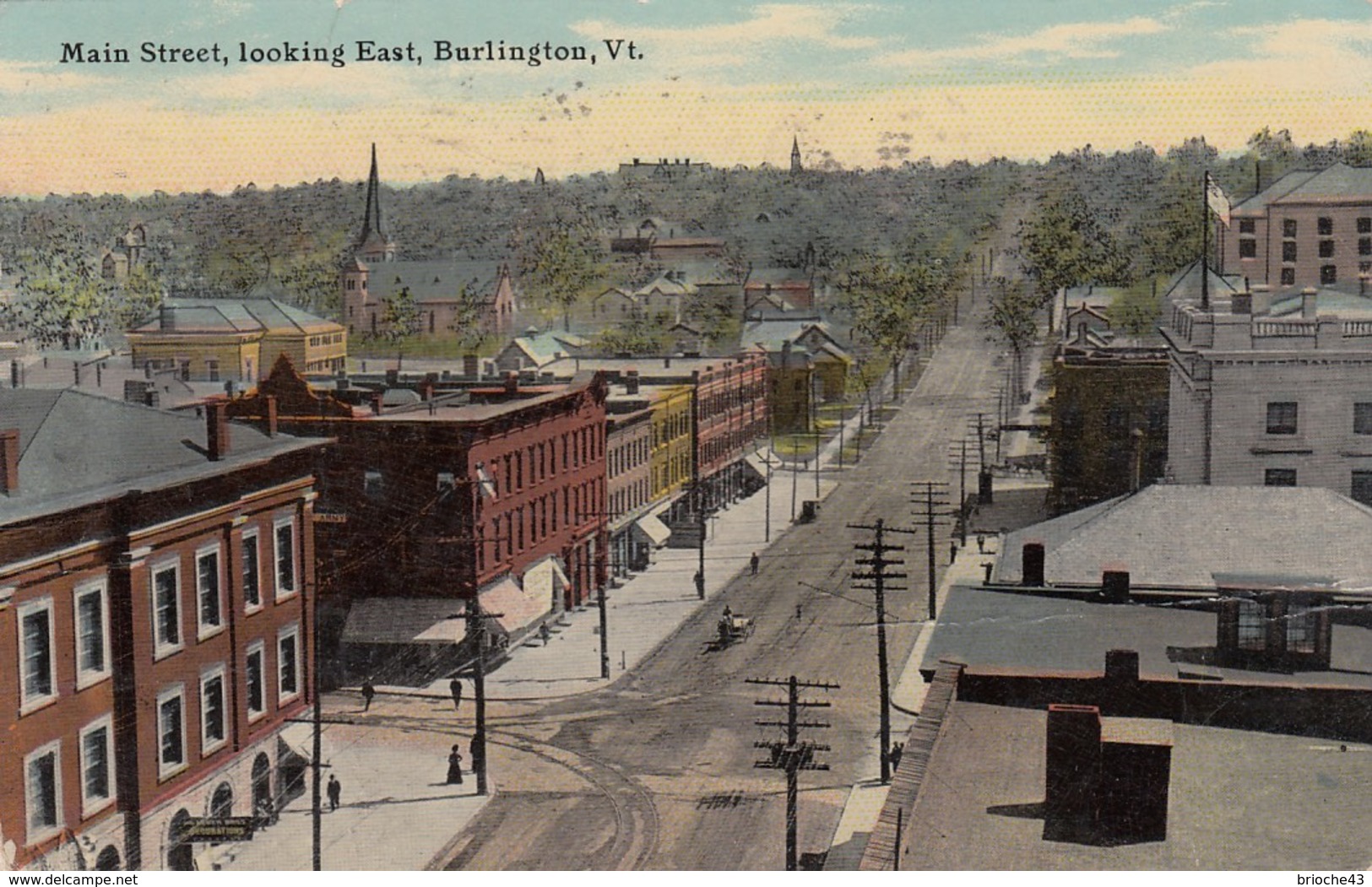 USA - CP 1916 - MAIN STREET LOOKING EAST BURLINGTION Vt TO BORDEAUX  FRANCE /1 - Burlington