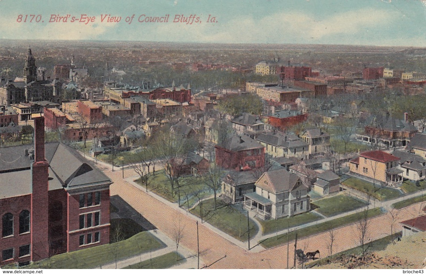 USA - CP 1913 - BIRD'S-EYE VIEW OF COUNCIL BLUFFS IA. TO BORDEAUX  FRANCE /1 - Council Bluffs