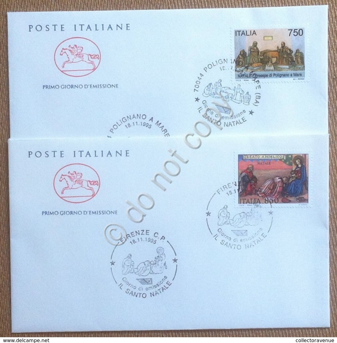 FDC Cavallino Italia Repubblica 1995 - Natale - 2 NVG - Annullo Figurato - Non Classificati