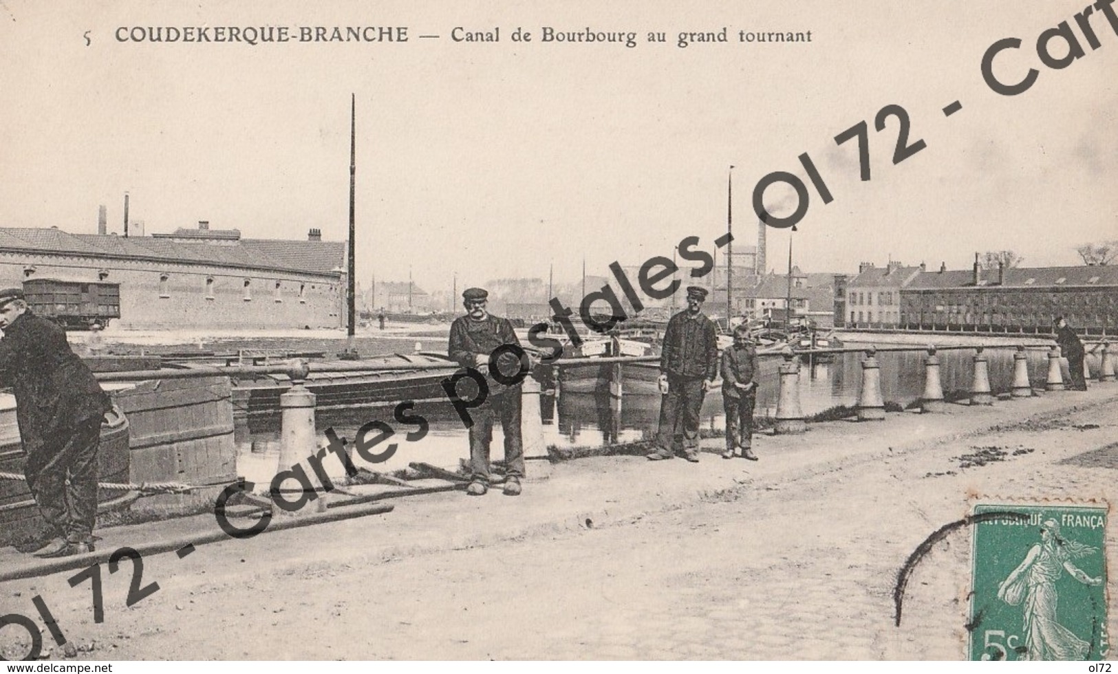 CPA [59] Nord > Coudekerque Branche - Canal De Bourbourg Au Grand Tournant - Animée - Péniches - Coudekerque Branche