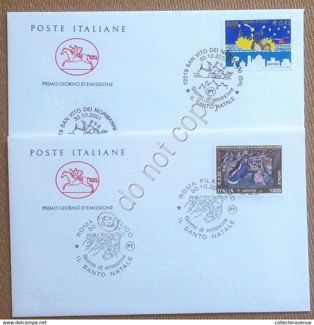 FDC Cavallino Italia Repubblica 2001 - Natale - 2 Non Viaggiate - Non Classificati