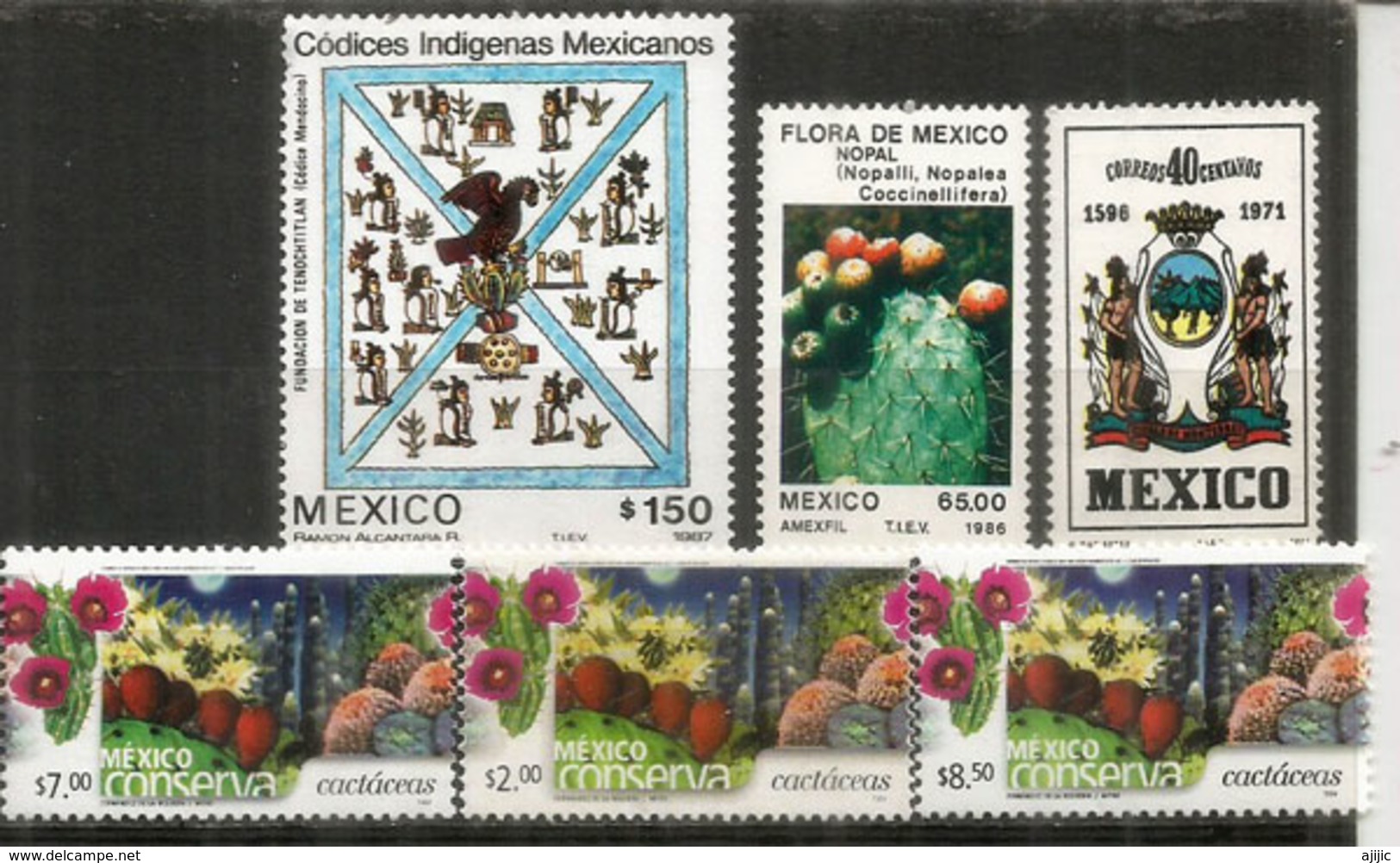 Cactus & Cactaceas,    6 Timbres Neufs ** Du Mexique, Différentes Faciales - Sukkulenten