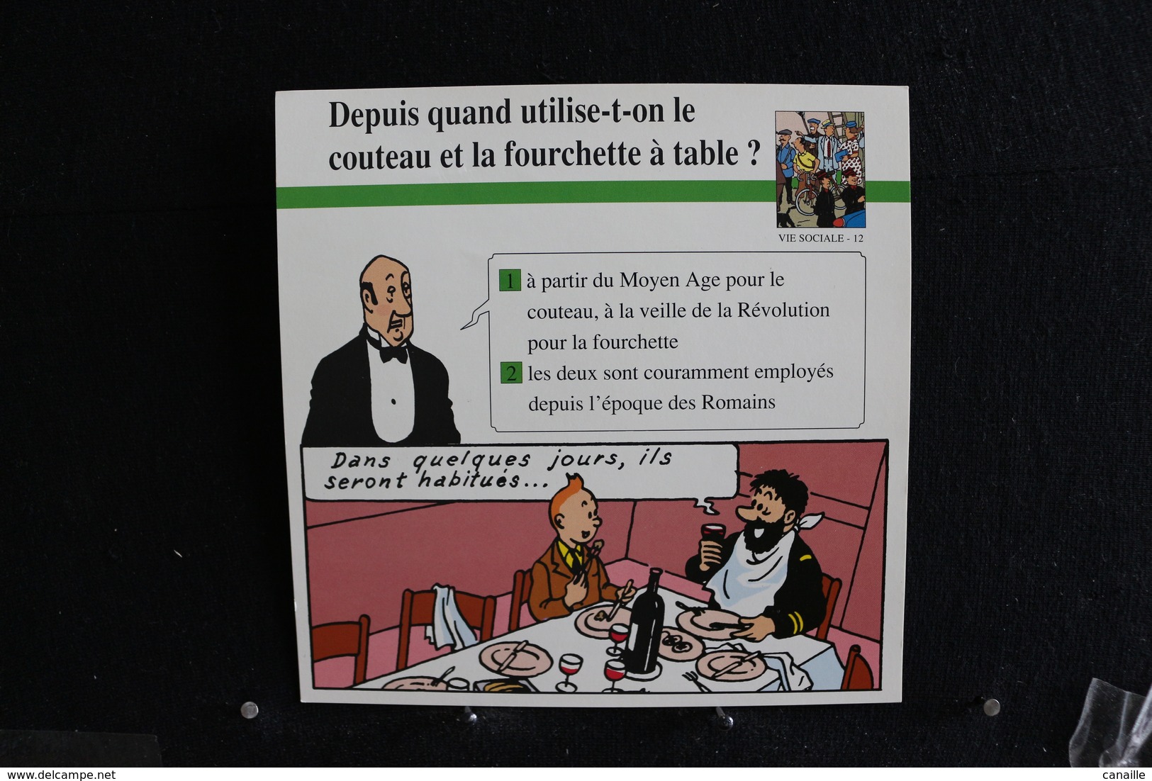 Fiche Atlas,TINTIN (extrait De,L'Étoile Mystérieuse)-Corps Humain,N°12  Depuis Quand Utilise-t-on Le Couteau à Table ? - Collections