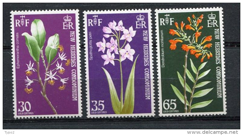 NOUVELLES HEBRIDES - Yv. N° 363 à 365  (o)  30c,35c, 65c  Fleurs   Cote  8,9 Euro BE - Gebraucht