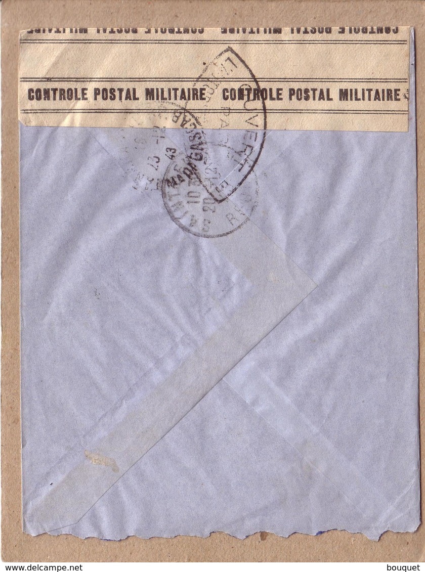 LETTRE CILAOS REUNION POUR DAKAR TIMBRES SURCHARGE FRANCE LIBRE , CONTROLE POSTAL FORCES FRANCAISES COMBATTANTES - 1943 - Lettres & Documents