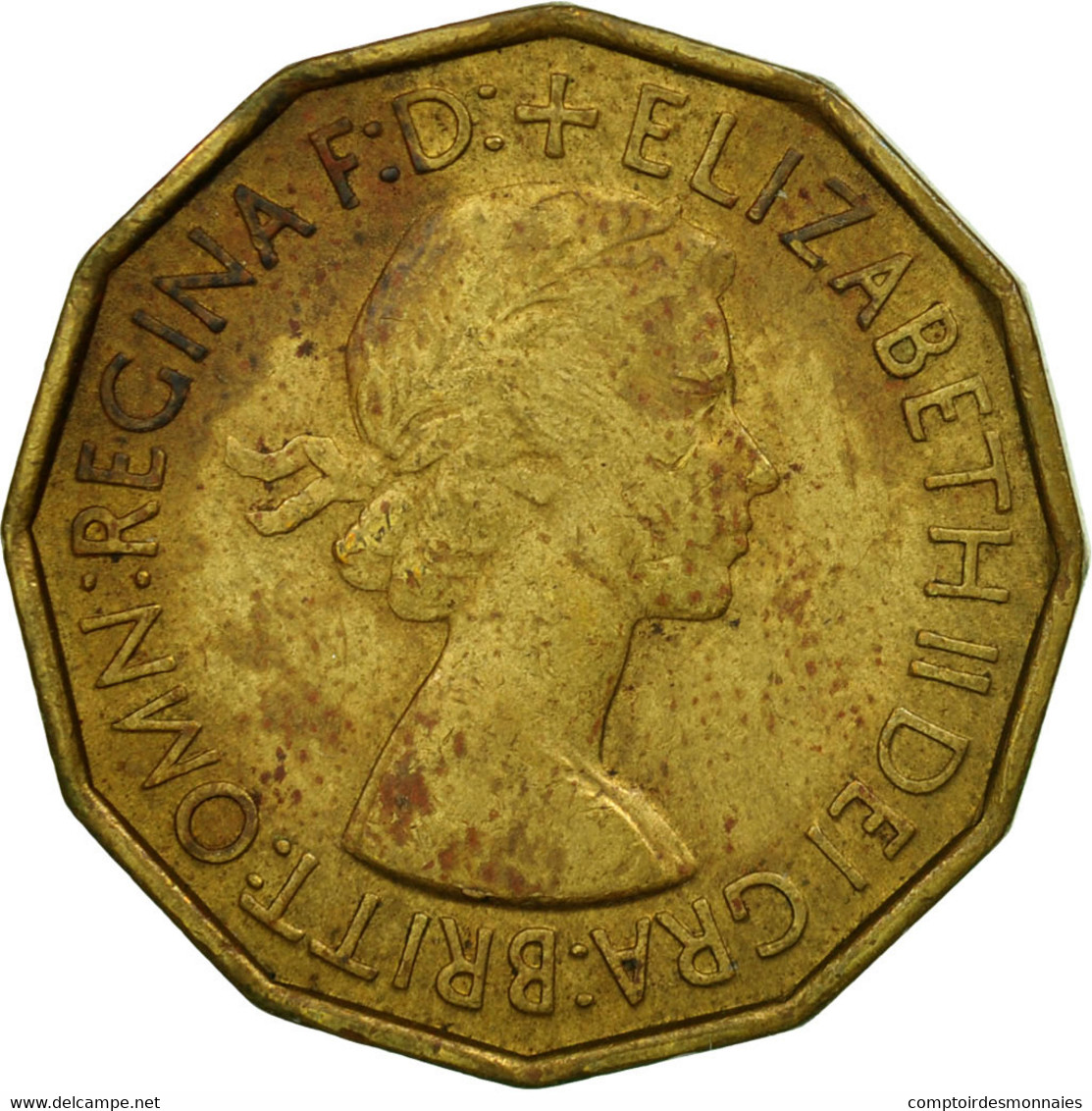 Monnaie, Grande-Bretagne, Elizabeth II, 3 Pence, 1953, TB, Nickel-brass, KM:886 - F. 3 Pence