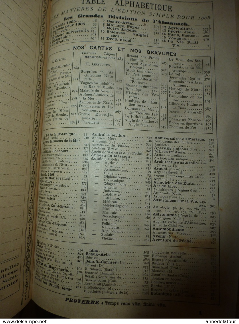 1905 L'HORLOGE DE FLORE ; etc ---->édition originale de luxe ALMANACH HACHETTE