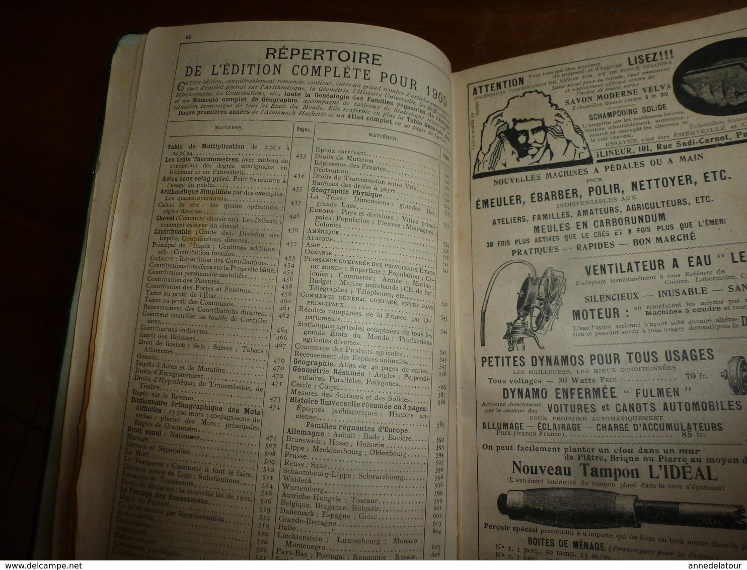 1905 L'HORLOGE DE FLORE ; etc ---->édition originale de luxe ALMANACH HACHETTE