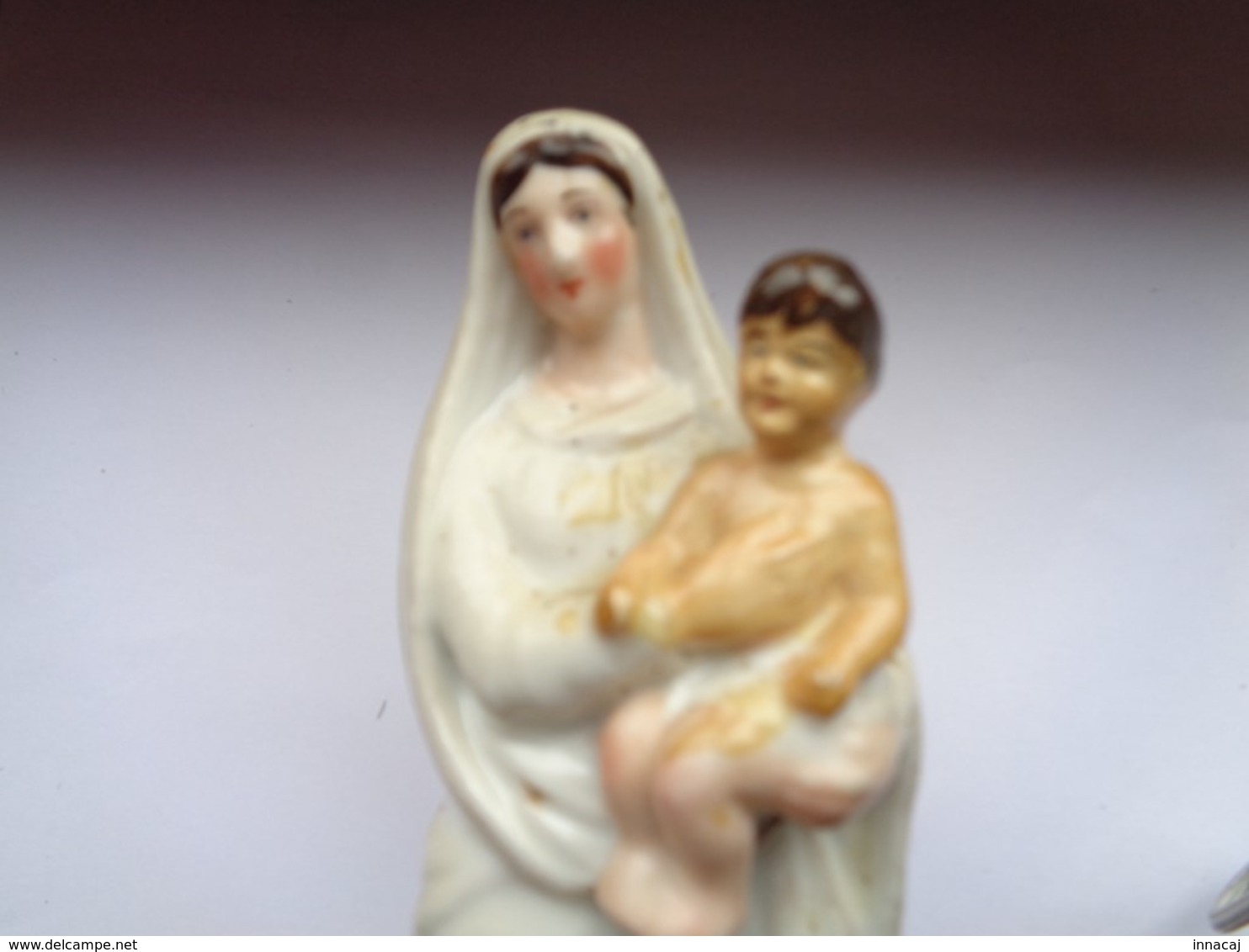 Réf: 100-12-2.          Statue    Marie Et Enfant   ( Porcelaine Polychrome ) - Religione & Esoterismo