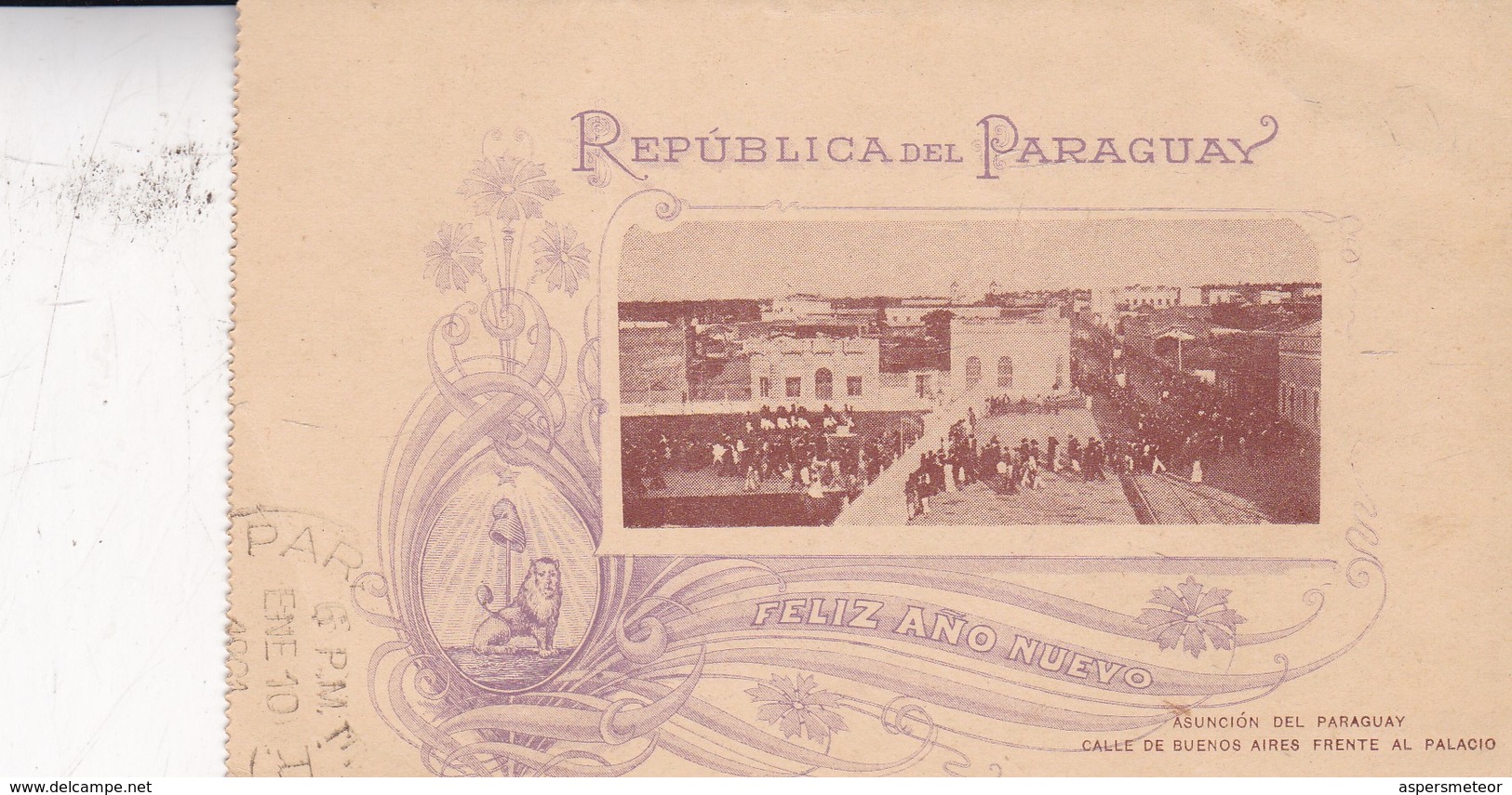 ENTERO ENTIER POSTAL STATIONERY CIRCULEE TO PARANA YEAR 1901 PARAGUAY- BLEUP - Paraguay