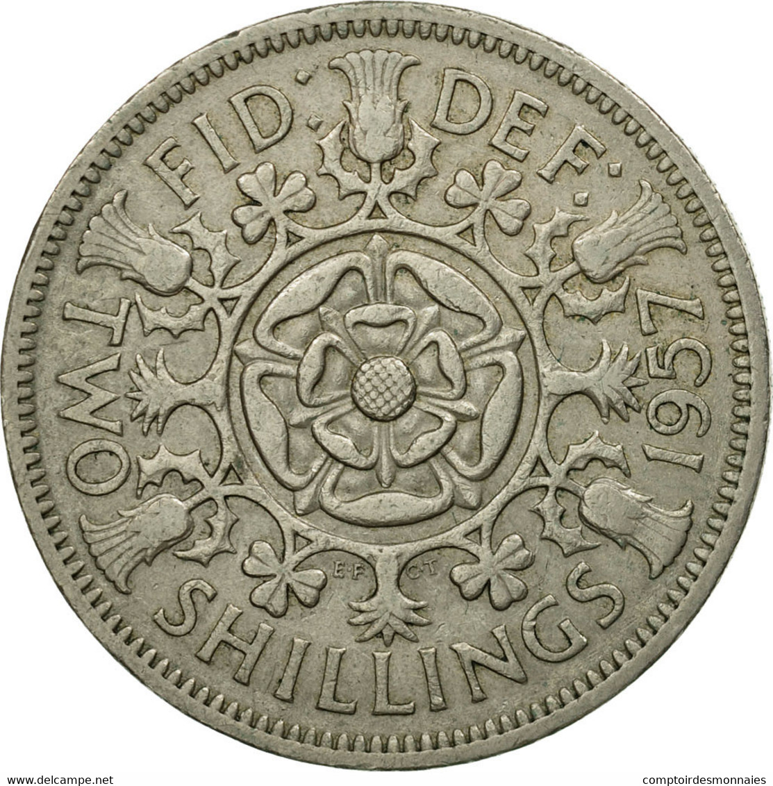 Monnaie, Grande-Bretagne, Elizabeth II, Florin, Two Shillings, 1957, TB+ - J. 1 Florin / 2 Schillings