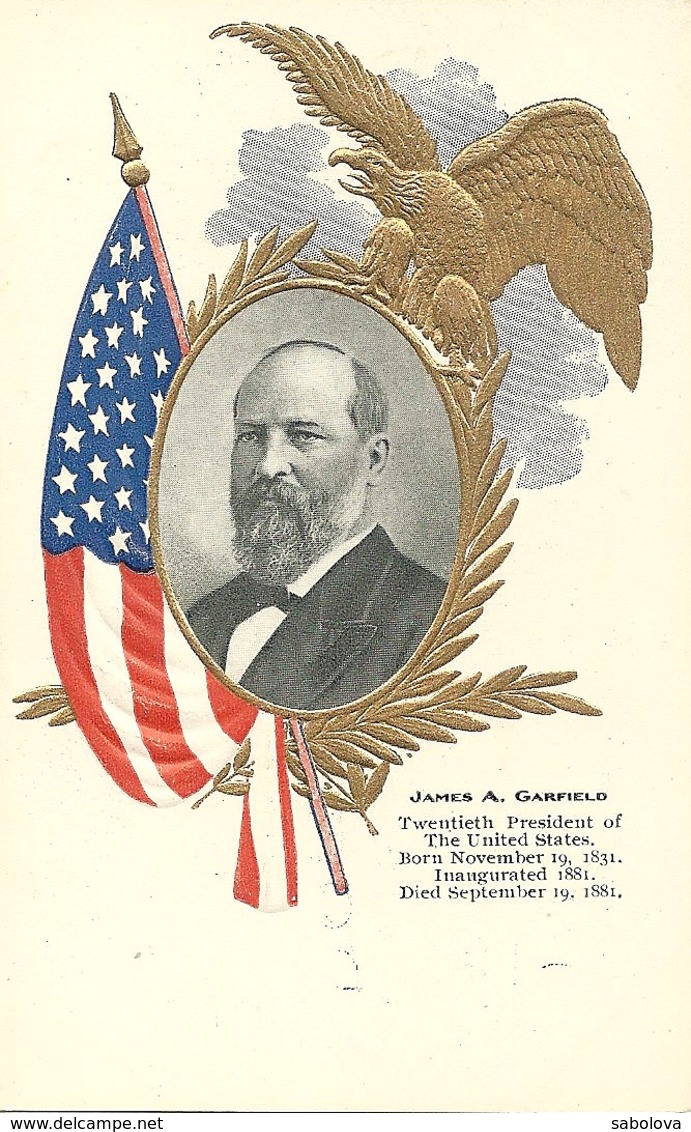 8 CP Gaufrées Présidents USA Cleveland, Chester, Garfield, Mc Kinley, Monroe, Grant, Jefferson, Harrison - Presidenti