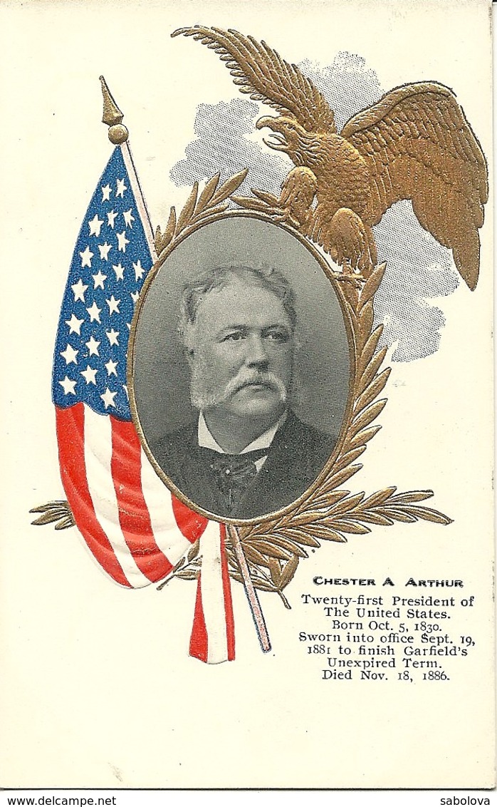 8 CP Gaufrées Présidents USA Cleveland, Chester, Garfield, Mc Kinley, Monroe, Grant, Jefferson, Harrison - Presidenti