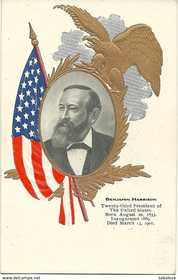 8 CP gaufrées Présidents USA cleveland, Chester, Garfield, Mc Kinley, Monroe, Grant, Jefferson, Harrison