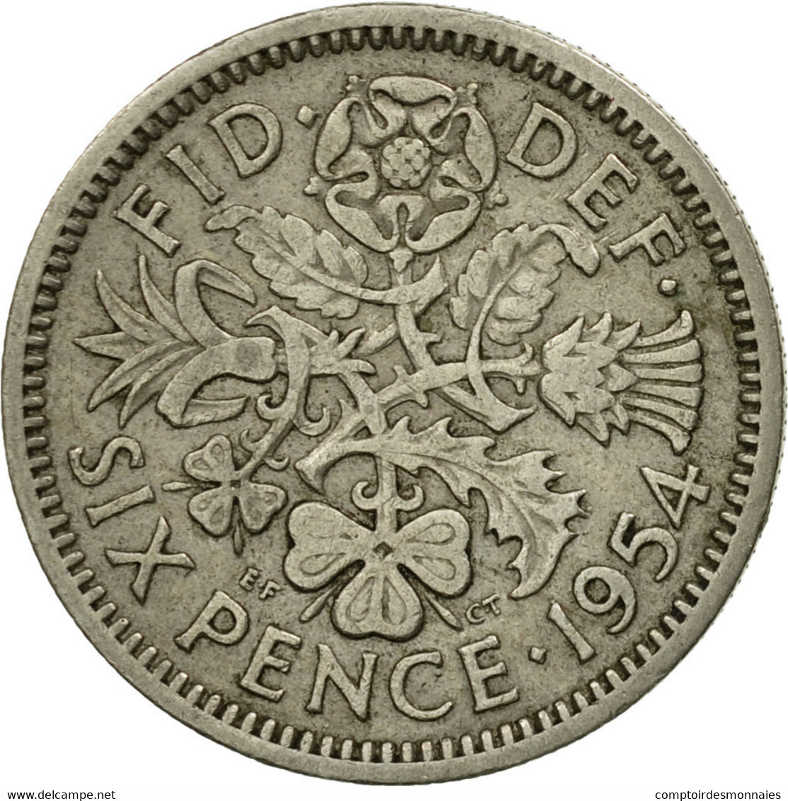 Monnaie, Grande-Bretagne, Elizabeth II, 6 Pence, 1954, TB+, Copper-nickel - H. 6 Pence