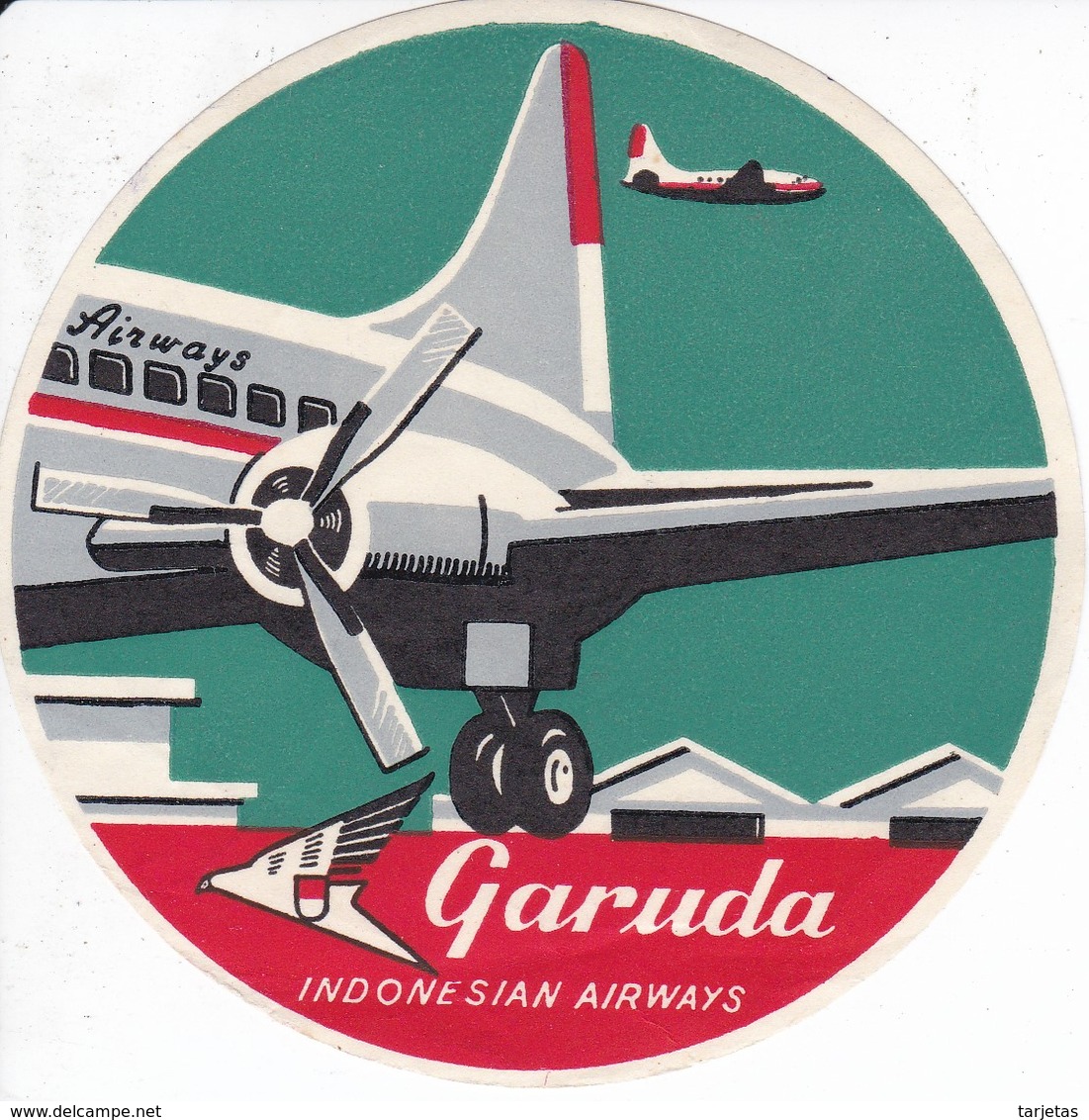 ANTIGUA ETIQUETA DE LA COMPAÑIA AEREA GARUDA INDONESIAN AIRWAYS (AVION-PLANE) - Etiquetas De Equipaje