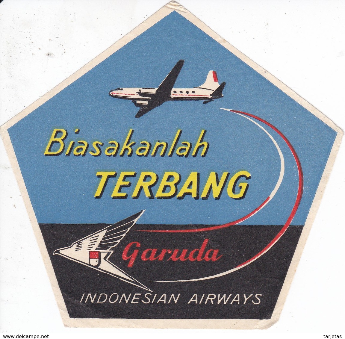 ANTIGUA ETIQUETA DE LA COMPAÑIA AEREA GARUDA INDONESIAN AIRWAYS (AVION-PLANE) - Aufklebschilder Und Gepäckbeschriftung