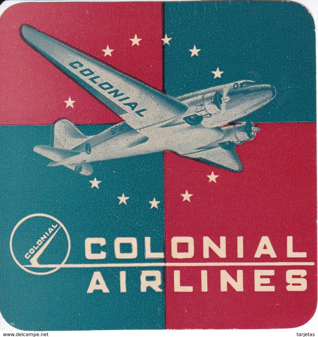 ANTIGUA ETIQUETA DE LA COMPAÑIA AEREA COLONIAL AIRLINES (AVION-PLANE) - Etiquetas De Equipaje