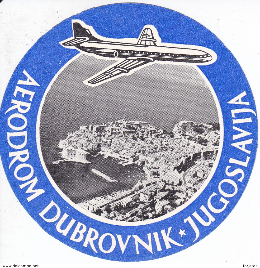 ANTIGUA ETIQUETA DEL AERODROMO DUBROVSNIK   (AVION-PLANE) JUGOSLAVIJA - Etichette Da Viaggio E Targhette