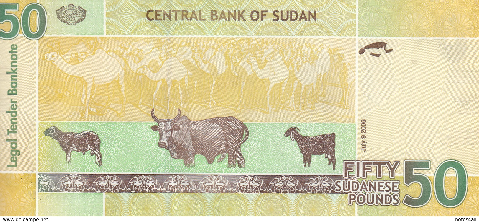 SUDAN 50 POUNDS 2006 P-69 LIGHT YELLOW COLOR PREFIX ( FB ) UNC */* - Sudan