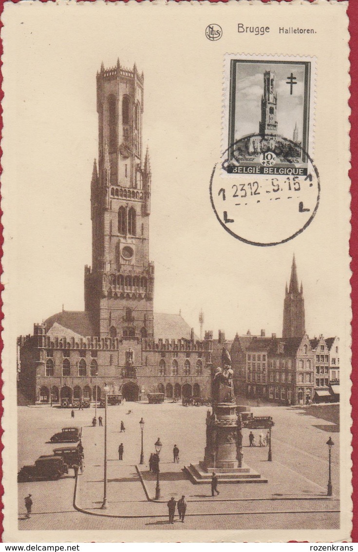 Brugge Halletoren 23 - 12 1939 Postzegeltentoonstelling Cachet Stempel Obliteration Veldleger 1914 - 1918 - Lettres & Documents