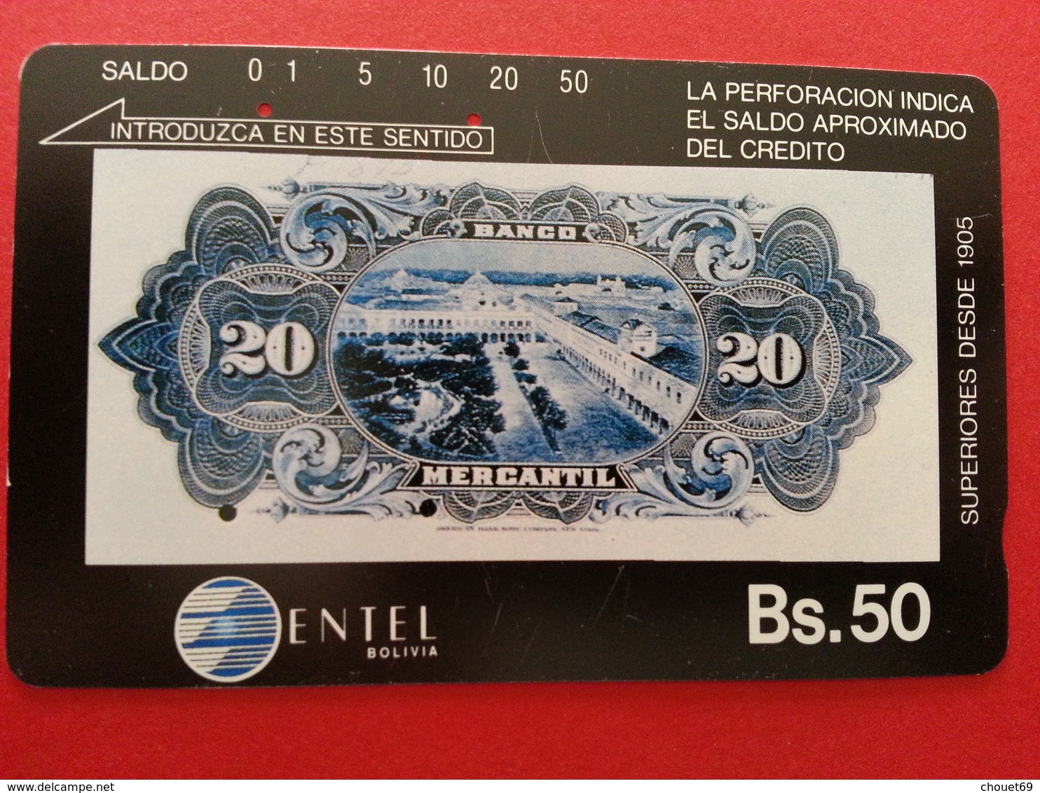 BOLIVIA Tamura - 20 Bolivianos Banknote Entel Telecard Bs.50 - Bolivie - Normal Used (CB1217) - Bolivie