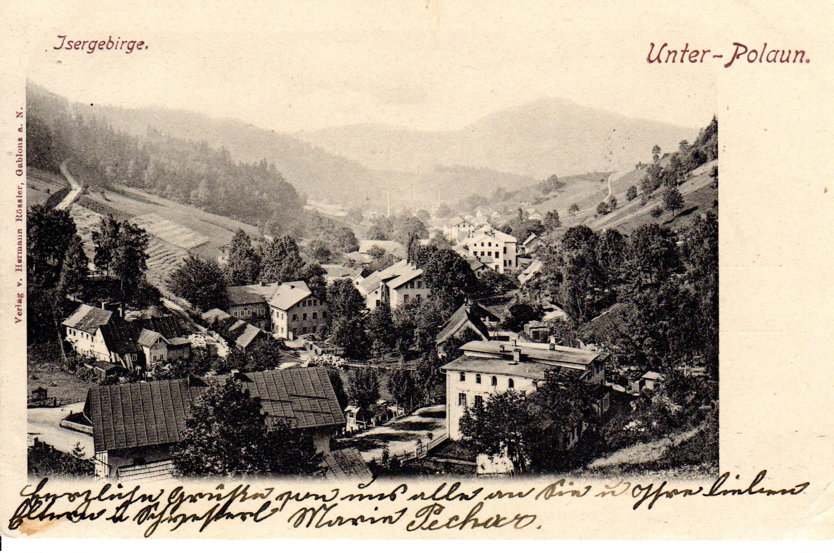 UNTER -POLAUN/DOLNI POLUBNY, Isergebirge, Liberecky Kraj, 24.6.1900,  Verlag Rössler, Gablonz A.N. - Tschechische Republik