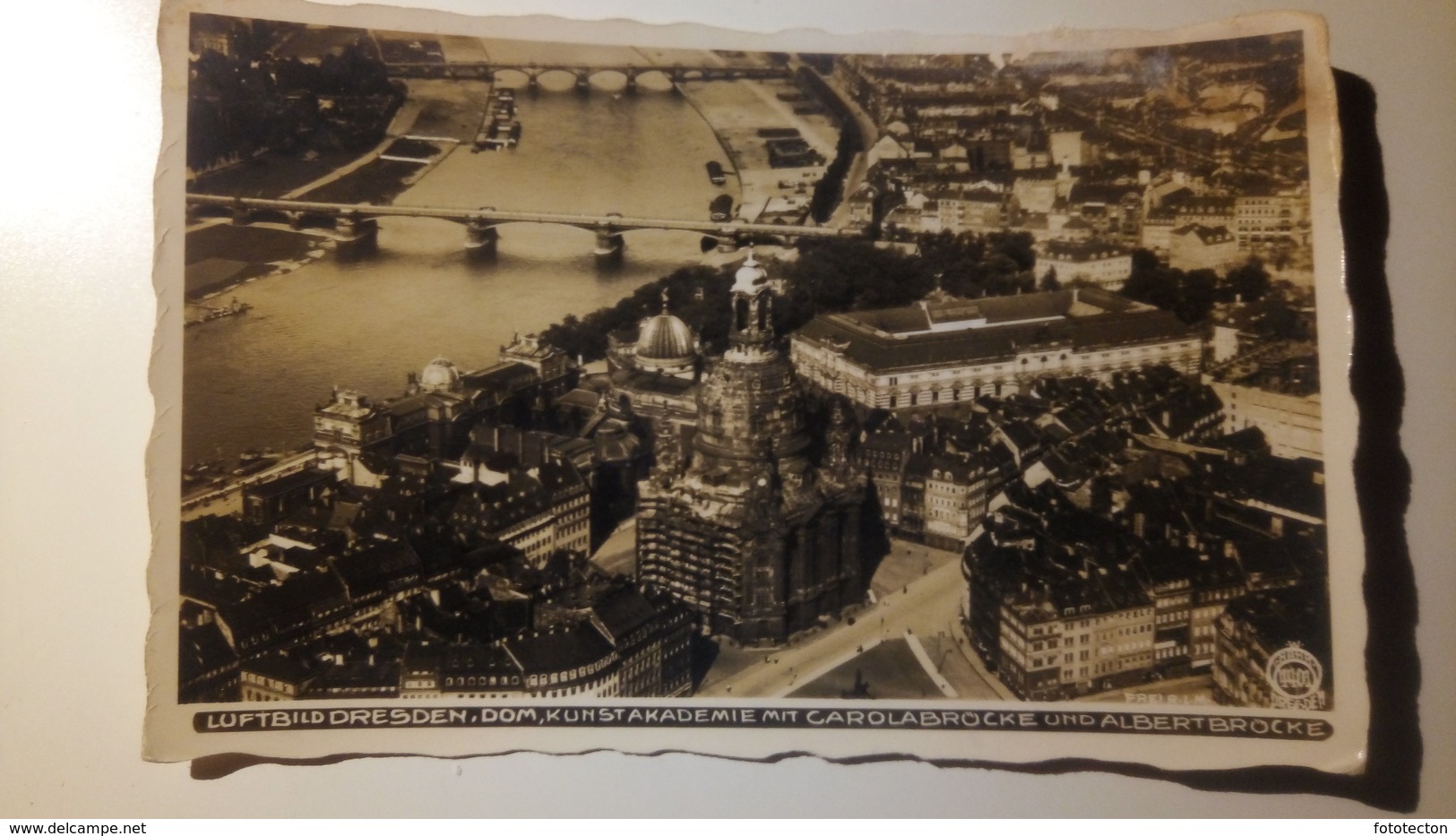 Deutschland, Germany - Luftbild Dresden, Dom, Kunstakademie Mit Carolabrücke Und Albertbrücke - 1936 - Dresden