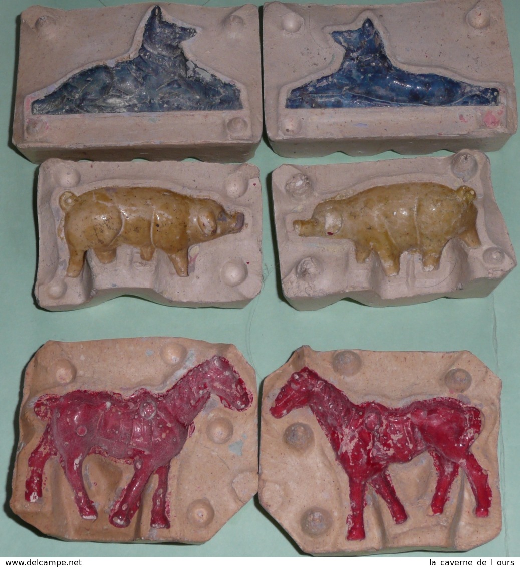 Lot 3 Anciens Moules En Grès Pour Figurines, Animaux Années 1920's-40's FB Paris - Horses